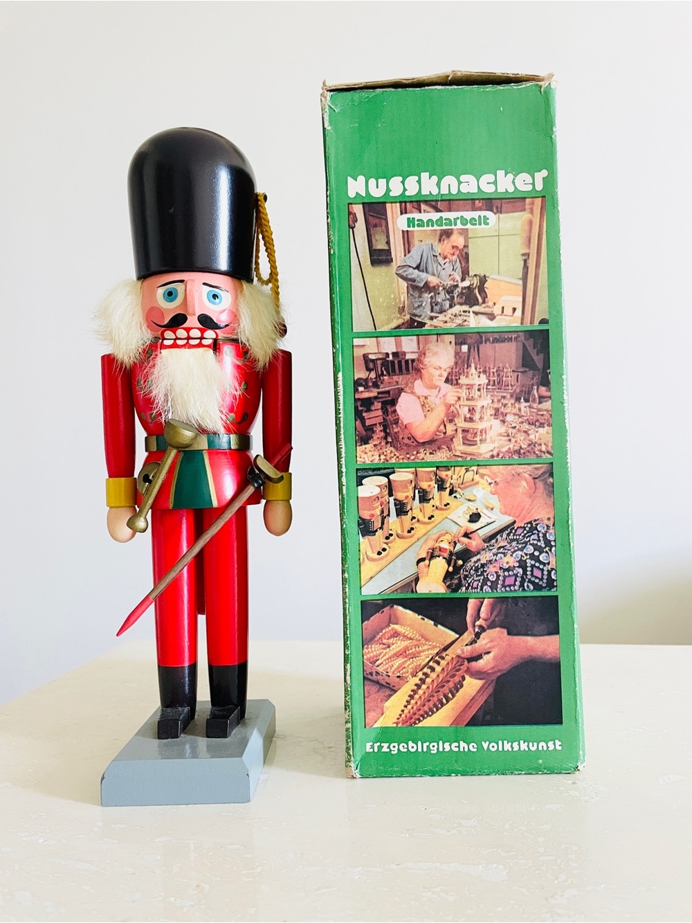 Vtg 11.5” Nutcracker Nussknacker Erzgebirge Handmade Christmas Folk Art Germany